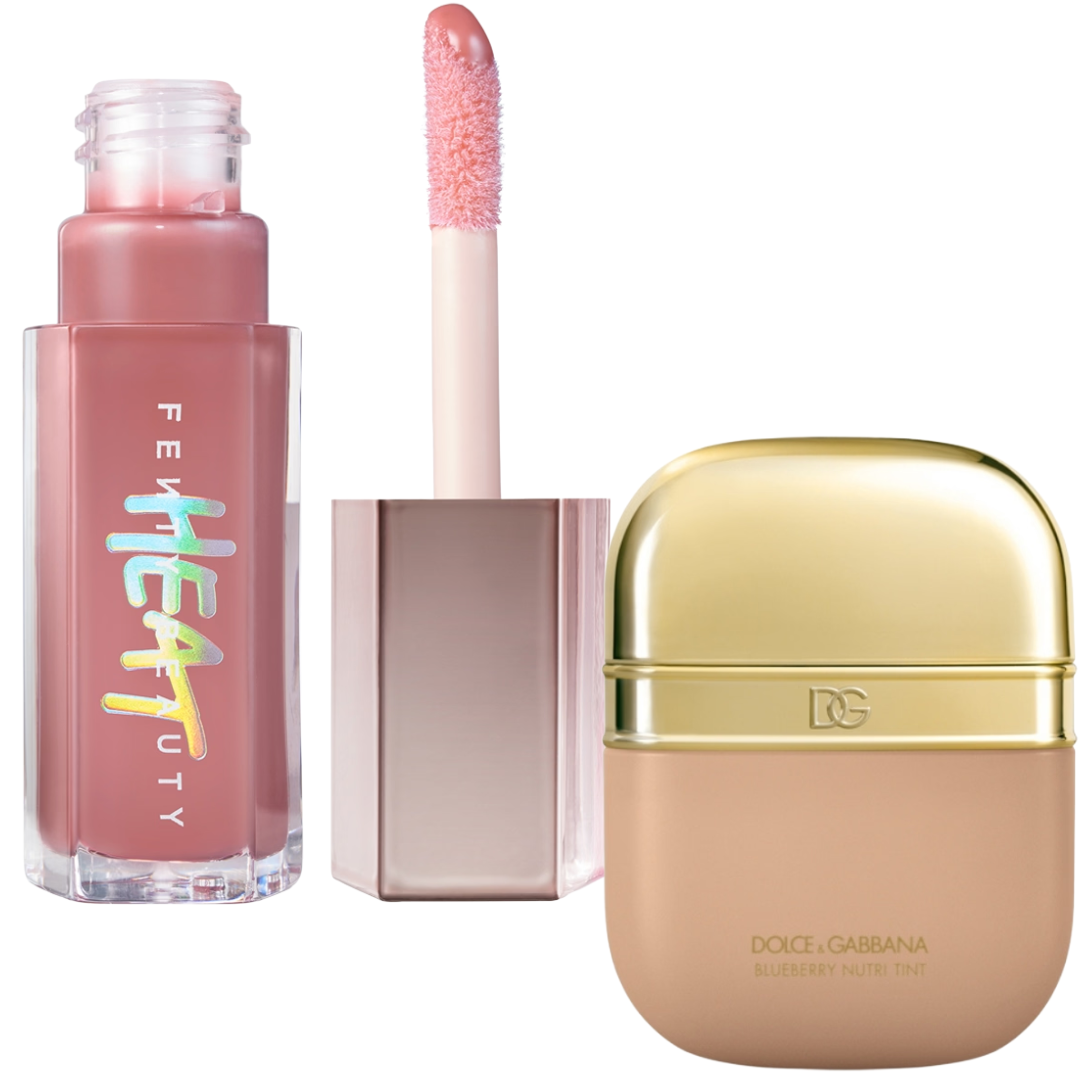 fenty beauty gloss bomb heat universal lip luminizer + plumper & dolce & gabbana blueberry nutri tint skin tint fenty beauty gloss bomb heat universal lip luminizer + plumper & dolce & gabbana blueberry nutri tint skin tint